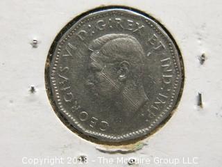 COLLECTION OF FOREIGN COINS INCLUDING 1947 "DOT" CANADIAN 5 CENT, 1991 CANADIAN DOLLAR AND 1947 CANADIAN NICKEL