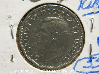 COLLECTION OF FOREIGN COINS INCLUDING 1947 "DOT" CANADIAN 5 CENT, 1991 CANADIAN DOLLAR AND 1947 CANADIAN NICKEL