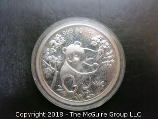 1992 PANDA SILVER 1 TR OZ COIN 