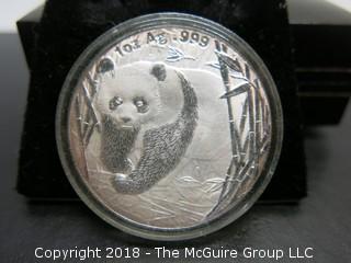 2001 PANDA SILVER 1 TR OZ COIN