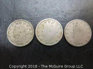 1900, 1901 AND 1910 LIBERTY HEAD DIMES