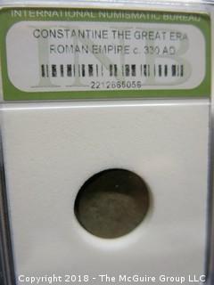 COLLECTION OF 6 SLABBED AND GRADED ROMAN EMPIRE COINS; INB