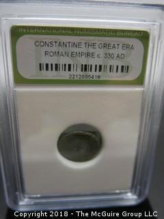 COLLECTION OF 6 SLABBED AND GRADED ROMAN EMPIRE COINS; INB