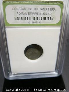 COLLECTION OF 6 SLABBED AND GRADED ROMAN EMPIRE COINS; INB