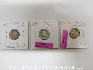 COLLECTION OF 3 MERCURY DIMES