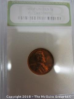 COLLECTION OF 8 LINCOLN PENNIES; SLABBED BY INB 