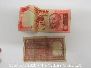 COLLECTION OF BANK NOTES INCLUDING INDIA, FRANCE, BAHAMAS, URUGUAY AND GERMANY  