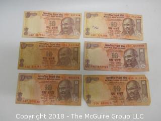 COLLECTION OF BANK NOTES INCLUDING INDIA, FRANCE, BAHAMAS, URUGUAY AND GERMANY  