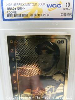 (3) 23K GOLD LEAF LIMITED EDITION SPORTS CARDS; ENCASED IN PLASTIC;  BIRD, MARINO, QUINN