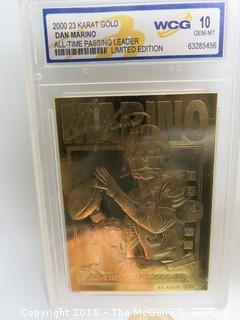 (3) 23K GOLD LEAF LIMITED EDITION SPORTS CARDS; ENCASED IN PLASTIC;  BIRD, MARINO, QUINN