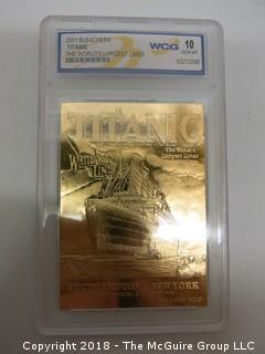 (3) 23K GOLD LEAF LIMITED EDITION COLLECTOR CARDS; ENCASED IN PLASTIC;  LADY DI, WORLD TRADE CENTER, THE TITANTIC