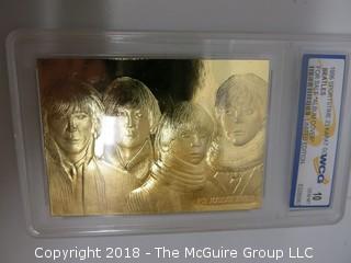 43) 23K GOLD LEAF LIMITED EDITION COLLECTOR CARDS, ENCASED IN PLASTIC;  THE ROCK, TITANIC, BEATLES AND JEFF GORDON