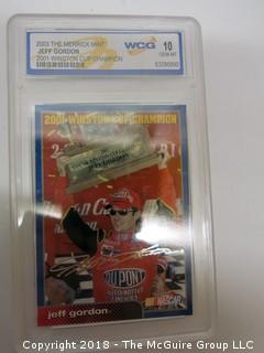 43) 23K GOLD LEAF LIMITED EDITION COLLECTOR CARDS, ENCASED IN PLASTIC;  THE ROCK, TITANIC, BEATLES AND JEFF GORDON