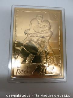 43) 23K GOLD LEAF LIMITED EDITION COLLECTOR CARDS, ENCASED IN PLASTIC;  THE ROCK, TITANIC, BEATLES AND JEFF GORDON