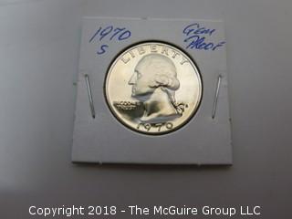 1970 S GEM PROOF U S SILVER QUARTER (NOTE: DESCRIPTION EDITED 2.11.18)