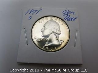 1971 S GEM PROOF U S SILVER QUARTER (NOTE: DESCRIPTION EDITED 2.11.18)