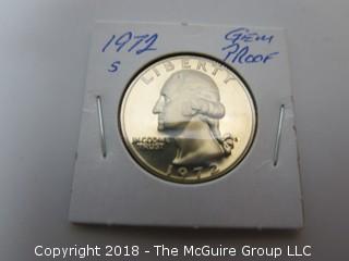 1972 S GEM PROOF U S SILVER QUARTER (NOTE: DESCRIPTION EDITED 2.11.18)