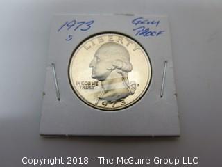 1973 S GEM PROOF U S SILVER QUARTER (NOTE: DESCRIPTION EDITED 2.11.18)