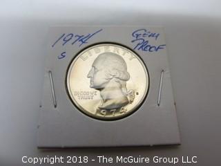 1974 S GEM PROOF U S SILVER QUARTER (NOTE: DESCRIPTION EDITED 2.11.18)