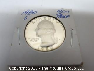 1980 S GEM PROOF U S SILVER QUARTER (NOTE: DESCRIPTION EDITED 2.11.18)