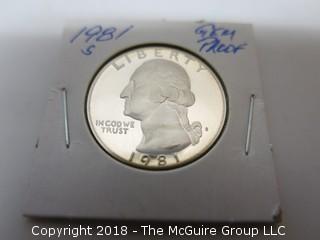 1981 S GEM PROOF U S SILVER QUARTER (NOTE: DESCRIPTION EDITED 2.11.18)