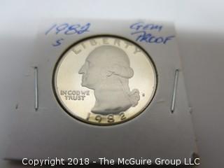 1982 S GEM PROOF U S SILVER QUARTER (NOTE: DESCRIPTION EDITED 2.11.18)