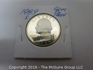 1989 S GEM PROOF U S SILVER QUARTER (NOTE: DESCRIPTION EDITED 2.11.18)