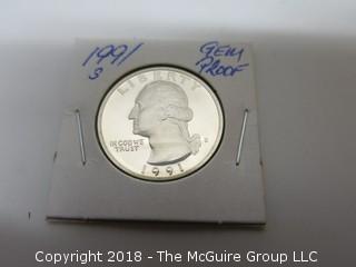 1991 S GEM PROOF U S SILVER QUARTER (NOTE: DESCRIPTION EDITED 2.11.18)