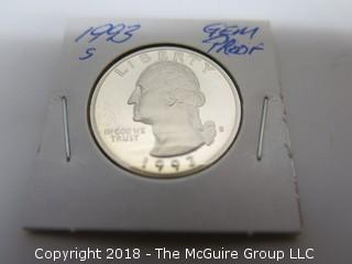 1993 S GEM PROOF U S SILVER QUARTER (NOTE: DESCRIPTION EDITED 2.11.18)