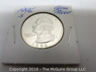 1996 S GEM PROOF U S SILVER QUARTER (NOTE: DESCRIPTION EDITED 2.11.18)