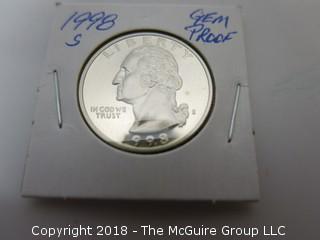 1998 S GEM PROOF U S SILVER QUARTER (NOTE: DESCRIPTION EDITED 2.11.18)