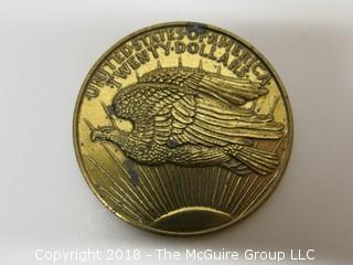 COMMEMORATIVE GOLD TONED 20 DOLLAR MEDALLION