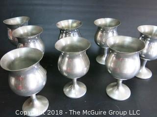 Set of 8 Pewter Stemmed Goblets 