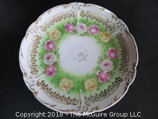 Assortment including collector plates, Wallace Color Clad bowl and large leaded glass vase