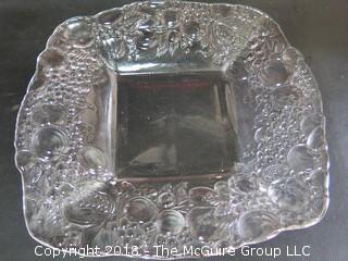 Collection including cleart glass fruit bowl, ceramic serving bowl and Henry McKenna Bourbon jug