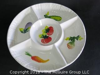 Hand painted sectional ceramic serving platter; made in Italy 