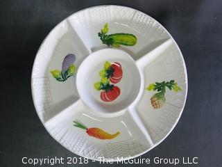 Hand painted sectional ceramic serving platter; made in Italy 