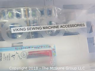 Viking Model 500 Computer Sewing Machine, Accessories, Notions and Fold out Cabinet; by Husqavarna; Sweden