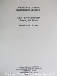 Viking Model 500 Computer Sewing Machine, Accessories, Notions and Fold out Cabinet; by Husqavarna; Sweden