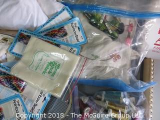 Assortment of Craft, Sewing, and Needle Art Supplies