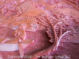   Decorative Chinese Carved Red Cinnabar Dragon Plate