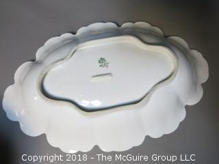 Hand painted oval serving bowl; marked on base 