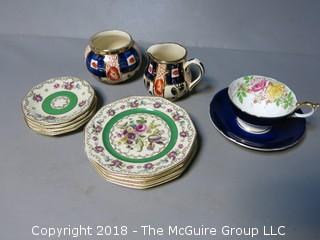 Assortment of dinnerware pieces including Burslem, Aynsley and Heinrich