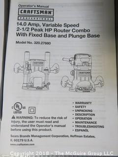 Craftsman Professional Router; 14 amp; variable speed 2 1/2 HP