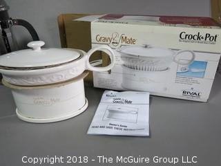 Collection including Bodum French Press coffee pot and gravy-mate crock pot