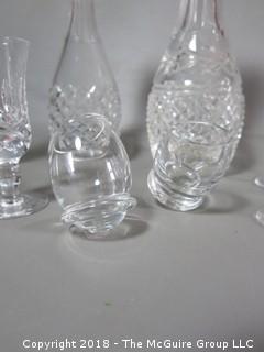 Collectioon of Cut Crysta Stems and Decanter Set