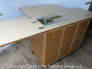 Folding Sewing Table and Cabinet