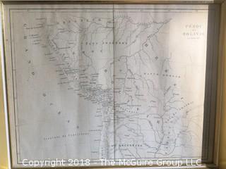 Historical Framed Map of Peru and Bolivia by Jenotte- circa 1841- Image Size 7 x 9"