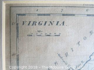 Historical map of Virginia; published by Thomas and Andrews, Boston; circa early 19th c; Image Size 6 x 7 1/2" 