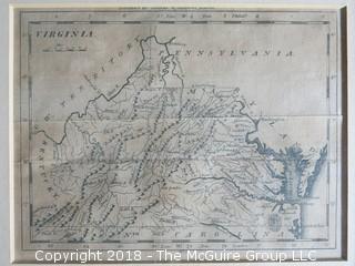 Historical map of Virginia; published by Thomas and Andrews, Boston; circa early 19th c; Image Size 6 x 7 1/2" 